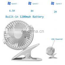 Hot Sale Mini Portable Rechargeable 360 Degree Adjustable Desktop Clip Fan With 1200mAh thumbnail-2