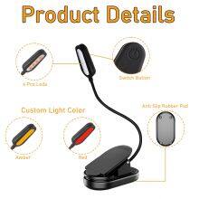 2024 New Style LED Clip on Mini Reading Light USB Rechargeable Book Light for Reading in Bed thumbnail-3