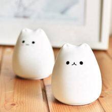 Colorful Silicone LED Night Light for Kids Children Table Lamp Bedroom Light Changing Tap Night Light Small Lovely Cat thumbnail-2