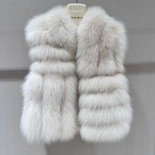 Family Limited SAGA White Fox Whole-Skinned Back Fur Vest Women High-end Hand-Clamped Leather Craft Winter Fox Fur thumbnail-2