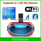 2016 Hot EVR01 VR 3D Glasses All in one For Android 5.1 OS Virtual Reality Glass Built-in Wifi 4 Core Smart Android VR Box