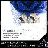 2015 Fashion Winter Latest Design 925 Sterling Silver Yellow Gold Plate Square White CZ Micro Pave Setting Earrings for Women thumbnail-2