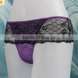 OEM Undergarment Supply Purple Eyelash Lace Fabric Tanga thumbnail-2