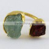 Amazing Rough Aquamarine Garnet Ring, Handmade Silver Jewellery, Online SIlver Jewellery thumbnail-3
