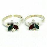 Silver Prince !! Multi Stone 925 Sterling Silver Toe Rings, Indian Fashion Silver Jewelry, Gemstone Toe Rings thumbnail-2
