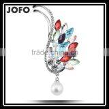 Custom Fancy Gold/Silver Crystal Brooch Wing Pearl Brooch Pin thumbnail-1