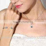 High Quality 925 Sterling Silver Round Crystal Cuff Bangle Bracelet thumbnail-4