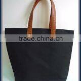 Canvas Tote Bag With pu Leather Handles thumbnail-1