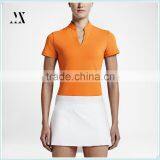 New Style Women's Shadow Stripe Golf Polo Split-V Neckline Golf Polo Shirt Custom thumbnail-1