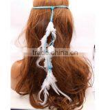 New and Fashion Women Double Layers Braided Hairband Colorful Feather Leaf Pendant Head Band thumbnail-3