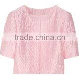 2015 Spring/summer Ladies Short Sleeve Pink Jacquard Jacket SYA15057 thumbnail-5