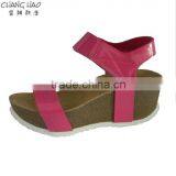 2016 New Style Women Cork Slipper Simple Sandals Pantshoes Style Pink PU With Hasps Fashion Cork Slipper