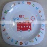 8-Inch Square Melamine kids Plate Dinnerware with Alphabet