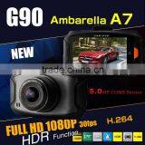 2.7 Inch LCD Ambarella A7LA50 170 Degree 1080p Full HD Night Vision Car Dvr Camera With G-Sensor