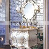 Mirrored Cabinet,antique Bathroom Vanity White With Silver Carving WTS317