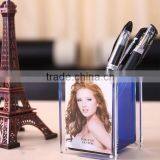 Square Plastic Pencil Vase Blue Color thumbnail-1