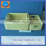 Handmade Weaving Rectangle Corn Husk Storage Baskets Sorter Basket Bin Rattique Shelf Tote thumbnail-1