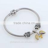 Vintage Royal Embossment Flowers S925 New Arrivals Safety Chain Imitation Stone Flower Automatic Adjust Silver Chain Charm A020 thumbnail-6