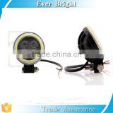 China White 4 LED 12V Motorcycle Projector Lights With Cob Angel Eye Rings