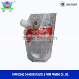Hot selling!Chilli sauce stand up spout pouch/reusable colorful printed plastic bag