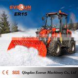 Everun Brand ER15 Small Farm Wheel Loader With Snow Bucket