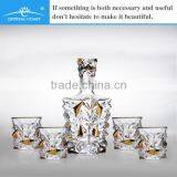 Liquid Gold Painting Promotional Old Fashion Magic Glass Wine Decanter Set