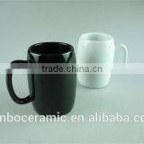 White and Black Colored Glazed Ceramic Beer Mug 7 oz Cheap Price Wholesale thumbnail-1