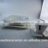 Porcelain Dinner Set, White Porcelain 16 PCS Dinner Set With Square Plate, Soup Plate and Coffee Cup thumbnail-2