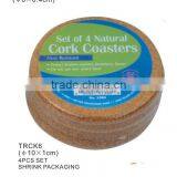 SET OF 4 NATURAL CORK COASTERS thumbnail-1