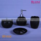 BS1055 Bloom 4 pcs/set Black Round Bath Set Cheap Bathroom Set