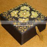 Black Zari Embroidery Jewellery Boxes thumbnail-1