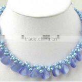 Blue Teardrop Cat Eye Necklace thumbnail-1
