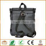 Unisex Messenger Bag and Backpack. Grey Wool-Polyester Mix With Red Details and Lining. Multiple Pockets thumbnail-3