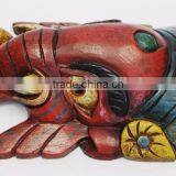 Hand Crafted Wooden Mask of Hindu Lord Ganesh Wall Hanging Made In Nepal thumbnail-3