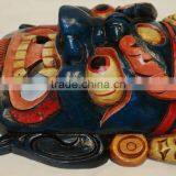 Hand Crafted Wooden Mask of Bhairab Mahakal Wall Hanging Made In Nepal thumbnail-4