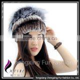 CX-C-244A Ladies Fashion Factory Direct Sale Knitted Rex Rabbit Fur Hat thumbnail-3