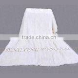 CX-D-95 European Fashion White Knitted Real Rex Rabbit Fur Blanket Area Rug For Living Room thumbnail-2