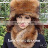 High Quality Winter Warm Women Lady Soft Faux Fox Fur Cossak Hat Cap Ski Beanie thumbnail-1