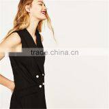 Factory Direct Sales Black Sleeveless Lace Jumpsuit Uniform for Office thumbnail-5
