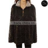 Wholesale Puffer Knitted Jersey Monogrammed Blank Youth Quarter Zip Jacket Sherpa Fleece Pullover for Women thumbnail-4