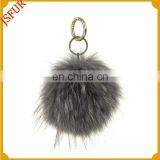 Fashion Genuine Fur Accessory Keychain Raccoon Fur Pom Pom thumbnail-2
