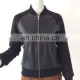 Ladies Standing Collar Baseball Leather Jacket With Punch Sleeve thumbnail-1