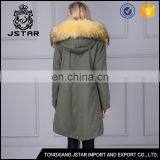 Hot Sale Top Quality Green Military Style Apparels Long Fur Clothing thumbnail-3