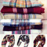 Wholesale Fashion Colorful Plaid Square Pashmina Scarf Shawl thumbnail-2