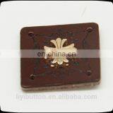 Metal Four Hole Golden Square Label in Garment Embossing Logo Leather Label