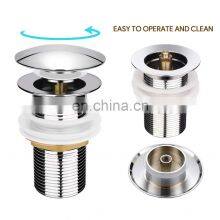Sliver Brass Chrome Basin Sink Waste Unslotted Modern Click Clack Pop Up Drain Waste thumbnail-2