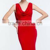 Elegant Long Beaded See Through Back Bowl Neck Red Evening Dress Sweep Train thumbnail-3