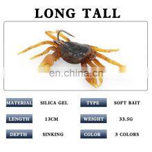 13cm 33.5g New Style Double Hooks Sea Fishing Bait Sinking Artificial 3D Sof Crab Bait Fishing Lure thumbnail-5