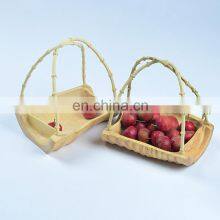 Simple Handicraft the Plate Nordic for Food Tray Dish Snacks Kitchen Dry Fruit Dessert Coffee Bamboo Root Craft Basket With Hand thumbnail-1