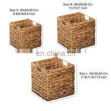 Handwoven Water Hyacinth Shelf Basket Can Be Folded Foldable Storage Wicker Basket Vietnam Supplier thumbnail-3